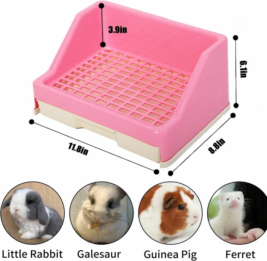 Small Animal Hamiledyi | Hamiledyi 14 Pcs Rabbit Litter Box With Drawer Urinal Pad Pet Toilet Cage Trainer Corner Potty Cleaner Broom Brush Dustpan For Guinea Pigs Chinchilla Ferret Bunny Hedgehog Small Animals(Blue)