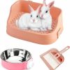 Small Animal WEWAYKGJ | Rabbit Litter Box Bunny Litter Pan Rabbit Toilet Training Corner Small Animal Bins Box With Crate Pet Bowl For Rabbit Guinea Pig Ferret Chinchilla Ferret Rat (White)