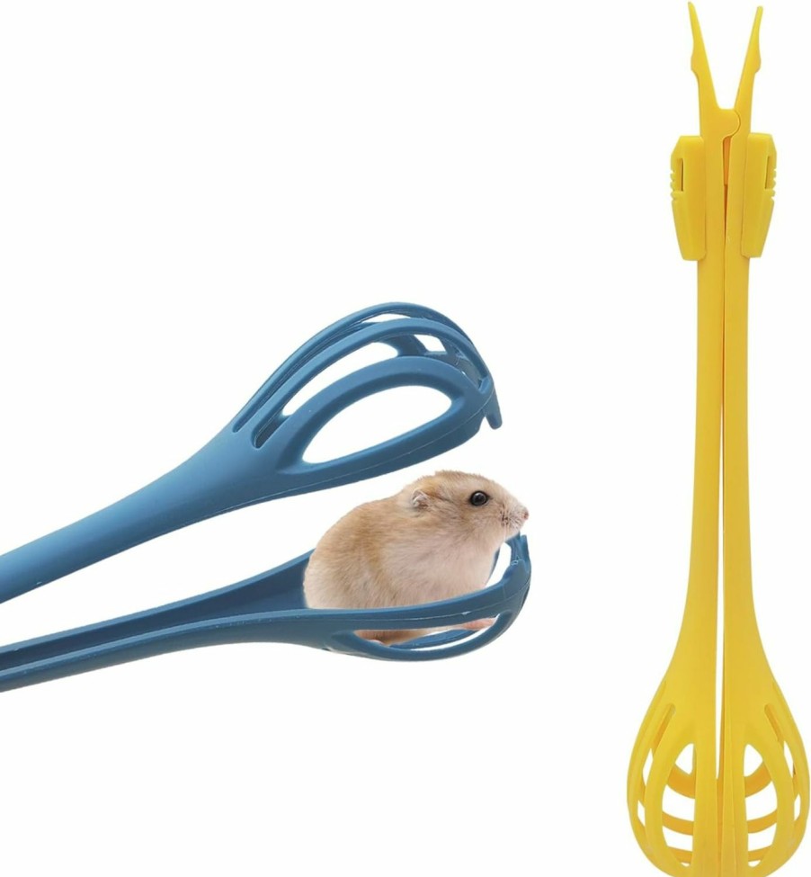 Small Animal Andiker | Andiker Anti-Bite Hamster Clips, 2Pcs Hamster Catcher With Long Handle To Pick Up The Small Pet, Observe Hamsters, Clean The Hamster Bedding, Hamster Accessories For Beginners (Yellow+Blue)