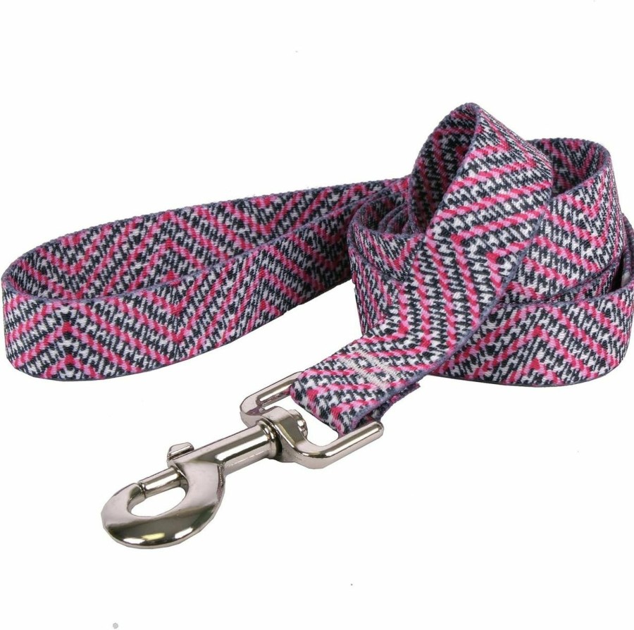 Small Animal Yellow Dog Design | Yellow Dog Design Pink Tweed Dog Leash, Small/Medium-3/4 Wide And 5' (60\") Long