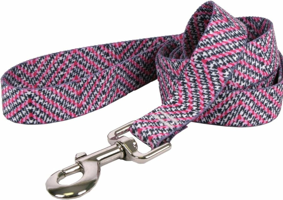 Small Animal Yellow Dog Design | Yellow Dog Design Pink Tweed Dog Leash, Small/Medium-3/4 Wide And 5' (60\") Long