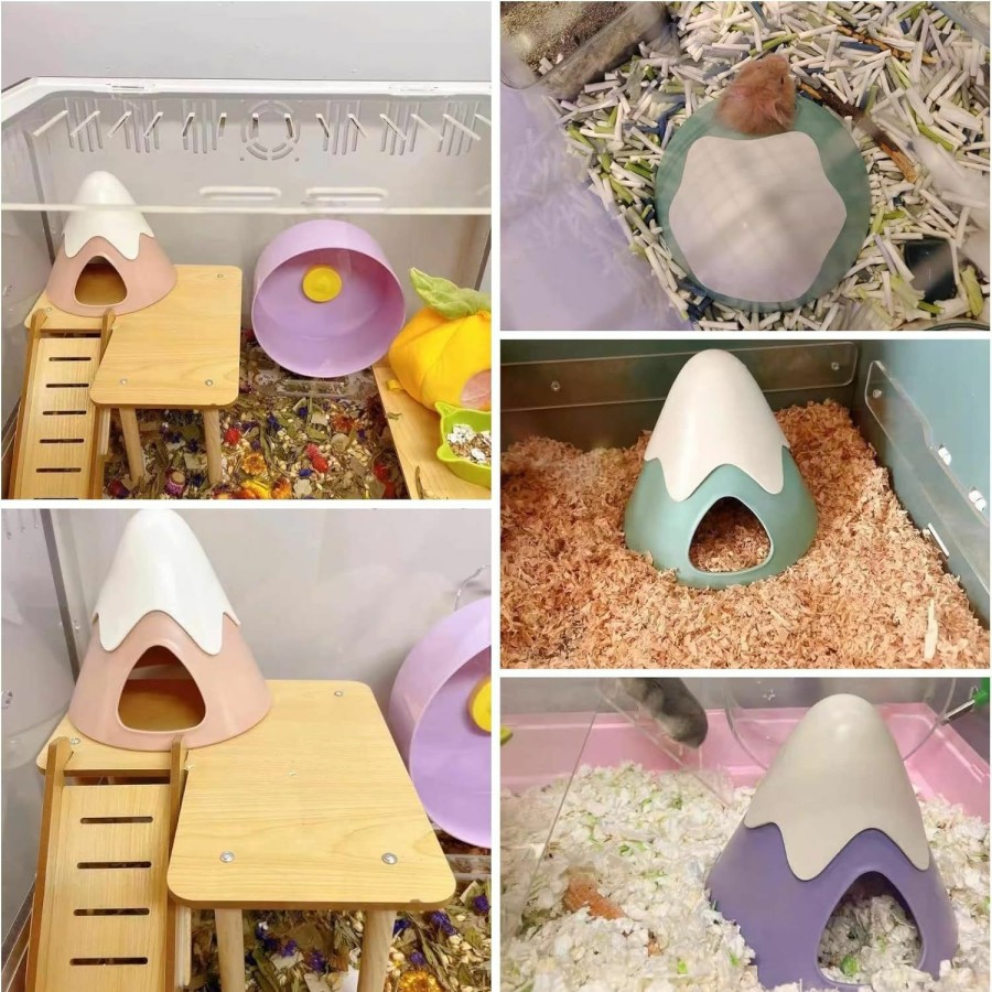 Small Animal Acsist | Acsist Hamster Hideout Snowy Mountain Shape, Cute Small Animal Hideaway House Hamster Cage Accessories For Syrian Dwarf Hamster Mice Gerbils (Purple)