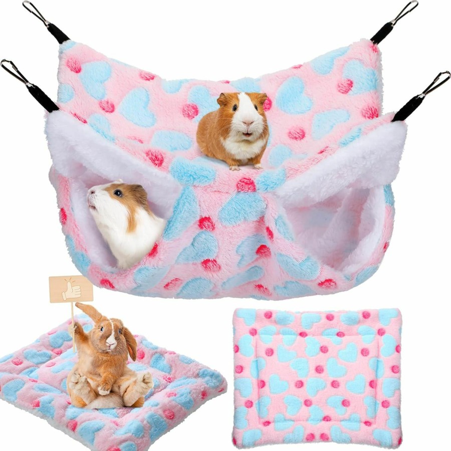 Small Animal Boao | 2 Pieces Rat Hammock And Guinea Pigs Soft Blankets Set Ferret Hanging Hammock Small Animal Hammock Guinea Pig Accessories Hamster Mats For Rat Ferret Guinea Pig Squirrel Small Pet(Pink)