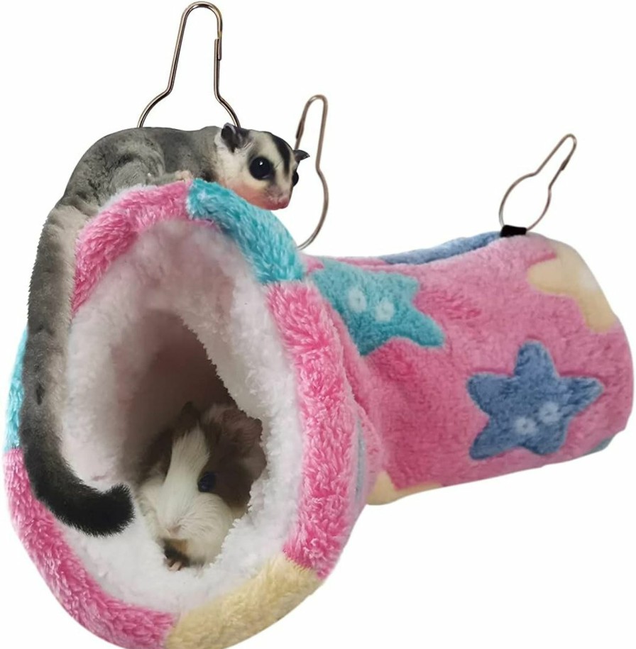 Small Animal LEFTSTARER | Leftstarer Guinea Pig Accessories Tunnel Sugar Glider Cage Accessories Hamster Rat Toys Ferret Hammock Hanging Tunnel For Small Animals (Purple-Star)