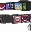 Small Animal Buckle-Down | Buckle-Down Breakaway Cat Collar - Inside Out 6-Character Esxpression Blocks Purple/Multi Color - 1/2\" Wide - Fits 9-15\" Neck - Large