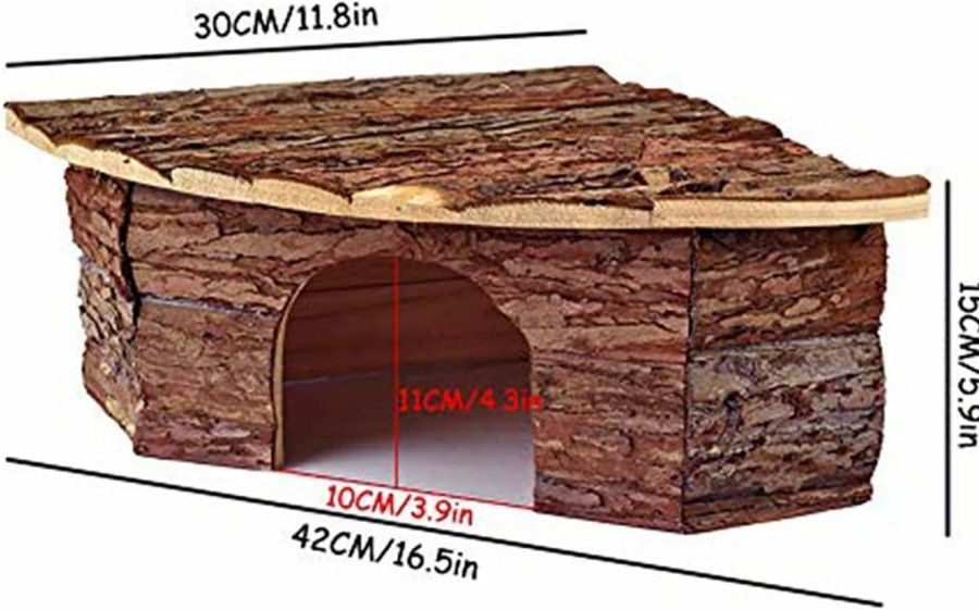 Small Animal OMEM | Omem Wood House Hamster, Beautiful House. Easy To Clean, Suitable For Squirrels, Suction Cup Bracket, Natural Life Tunnel System, Small Animal House (Medium=32X13X21)