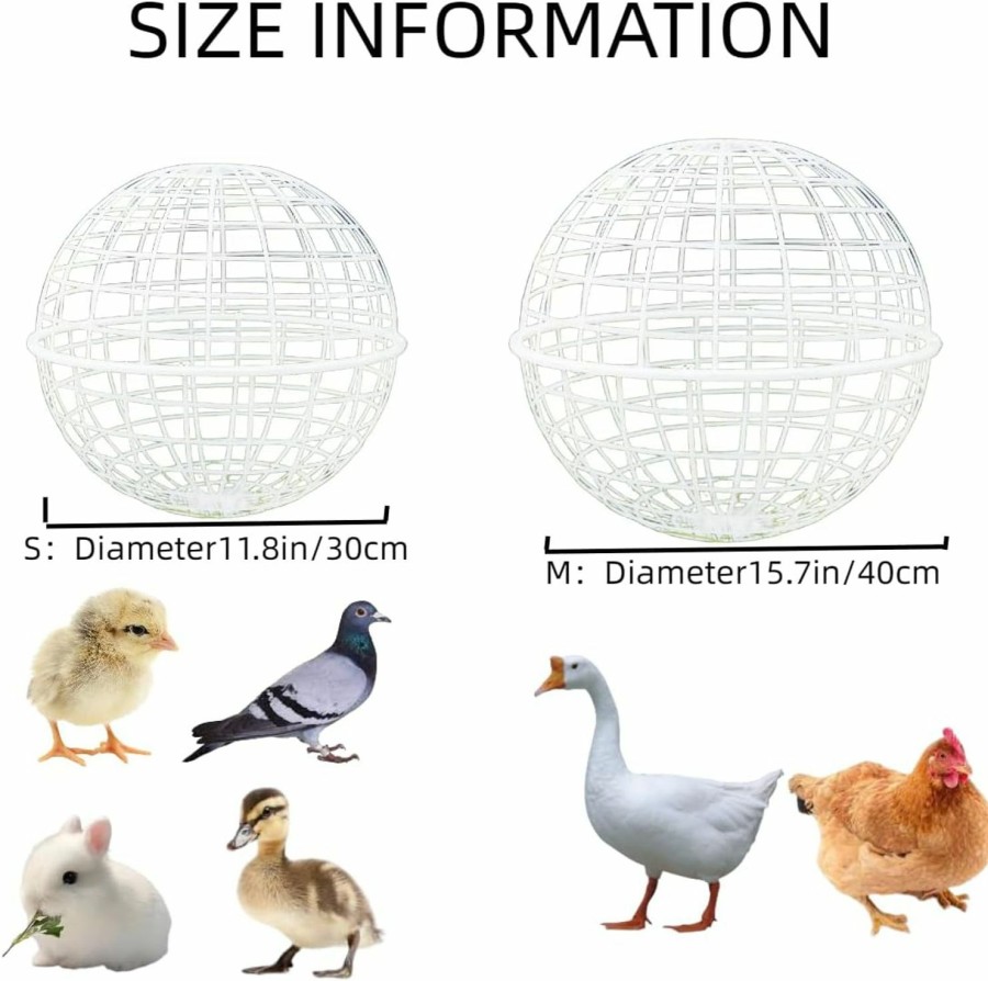 Small Animal MANON ROSA | Chicken Ball Cage Rolling Orb Cages Spherical Poultry Enclosure For Birds Ducks Chickens - Outdoor Free Range Roaming Dog Bites & Horse Trampling Prevention (3-Pack,L(D19.7))