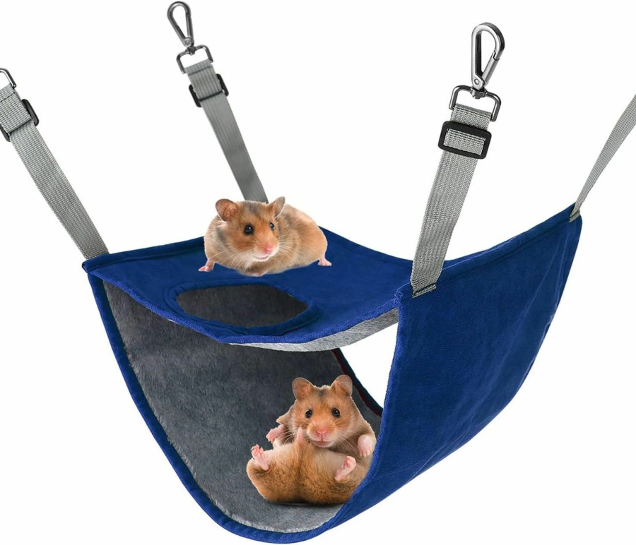 Small Animal Petmolico | Petmolico Ferret Hammock Bunkbed, Warm Fleece Hamster Swing Snuggle Bed Cage Accessories For Rat Guinea Pig Sugar Glider Squirrel Chinchilla, Blue