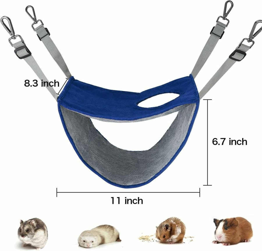 Small Animal Petmolico | Petmolico Ferret Hammock Bunkbed, Warm Fleece Hamster Swing Snuggle Bed Cage Accessories For Rat Guinea Pig Sugar Glider Squirrel Chinchilla, Blue