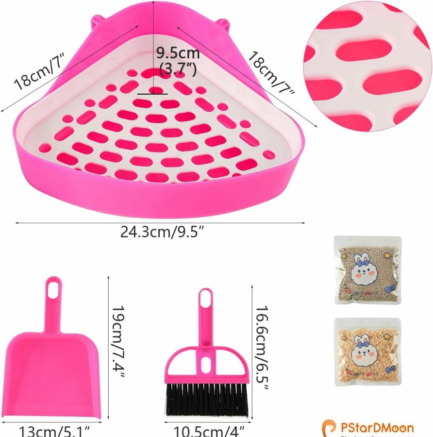 Small Animal PStarDMoon | Triangle Rabbit Litter Box Bunny Potty Training Corner Small Animal Toilet Litter Box Pet Toilet Bedding Pee Pan Tray For Baby Rabbit,Guinea Pigs,Chinchillas,Ferrets (Pink)