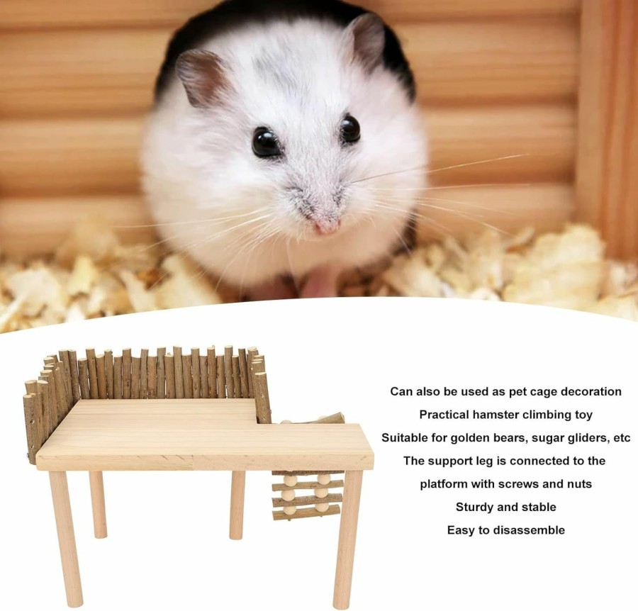 Small Animal Tnfeeon | Tnfeeon Hamster Platform With Climbing Ladder, Guinea Pig Toys Chinchilla Perch Cage Accessories Toy Wooden Play Gym Stand For Hamsters Squirrel Guinea Pig