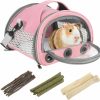 Small Animal libfrnt | Libfrnt Small Pet Carrier, Portable Guinea Pig Carrier Travel Carrier Bag Cage With Chew Toys Natural Chew Sticks For Hamster, Squirrel, Rabbit, Bunny, Hedgehog, Bird, Rat, And Other Small Animals