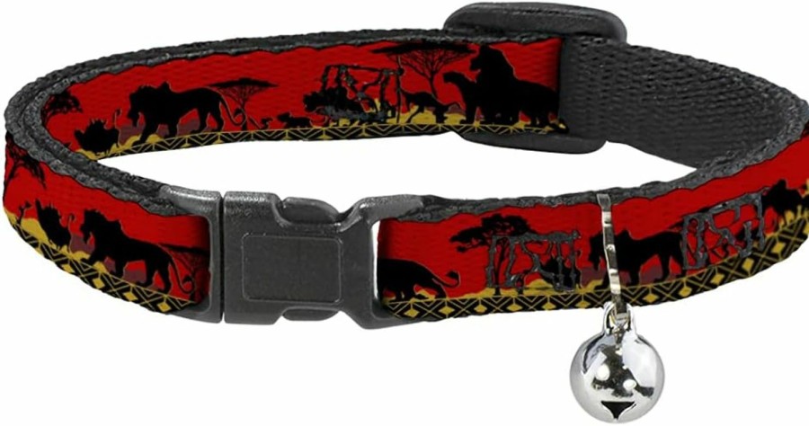 Small Animal Buckle-Down | Buckle-Down Breakaway Cat Collar - Mufasa & Simba Just Can'T Wait To Be King/Family Silhouette - 1/2\" Wide - Fits 8-12\" Neck - Medium