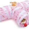 Small Animal Bissap | Bissap Guinea Pig Tunnel, Collapsible Bunny Tube With 1 Play Ball 3 Ways Pet Rabbit Tunnels Hideout For Indoor Kitten Guinea Pig Chinchilla Hamster Rat Small Pet Activity Fun Toys (Pink)