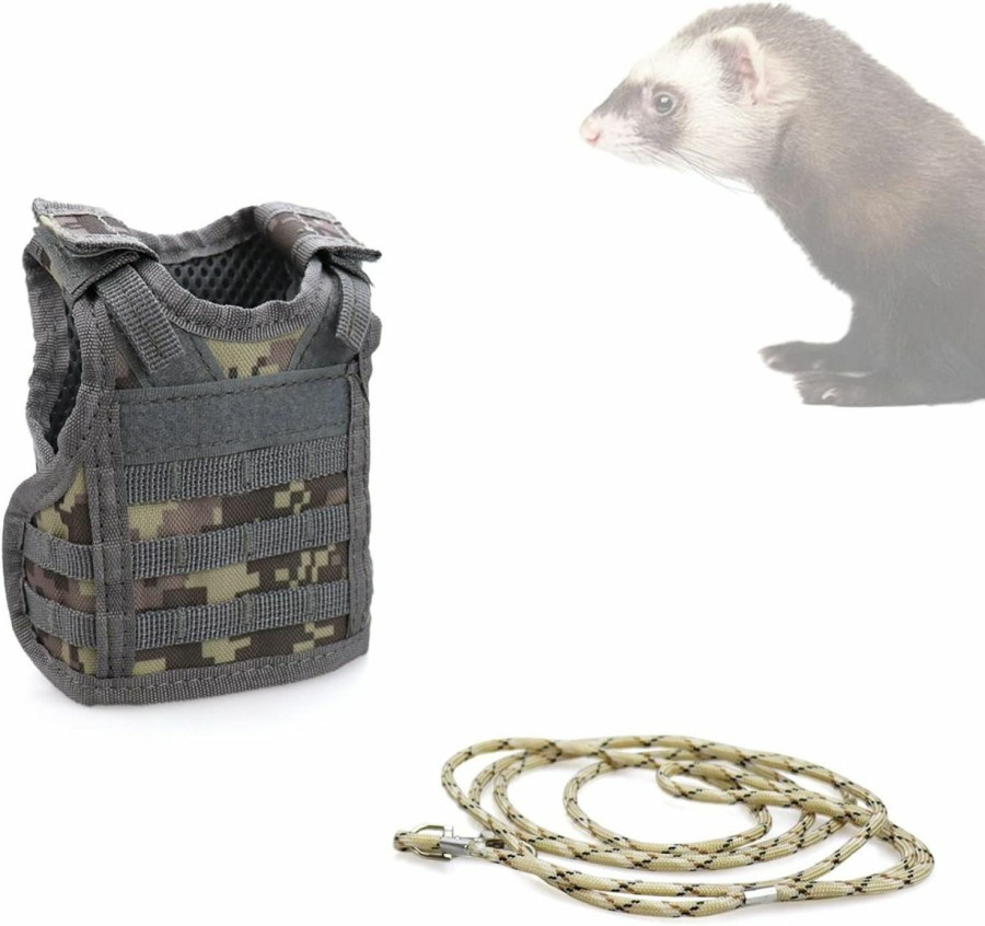 Small Animal vomvomp | Ferrets Army Vest Harness And Leash For Small Animals Guinea Pig Bunny Kitten Puppy Ferret Clothes Accessories