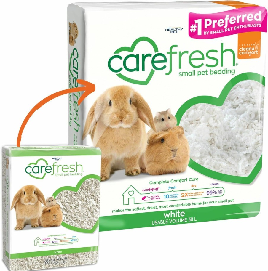 Small Animal Carefresh | Carefresh Dust-Free White Natural Paper Small Pet Bedding With Odor Control, 38L