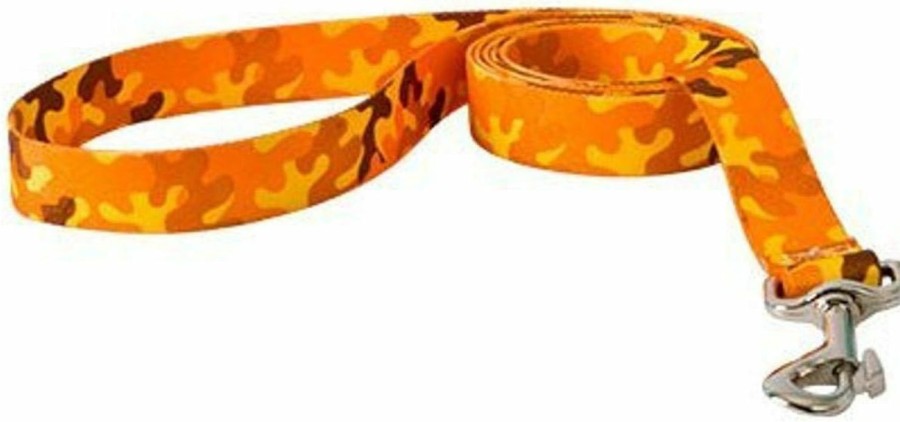 Small Animal Yellow Dog Design | Yellow Dog Design Orange Camo Dog Leash, X-Large-3/8 Wide And 5' (60\") Long