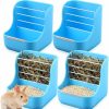 Small Animal Kacctyen | Kacctyen 4 Pcs Rabbits Hay Feeder Bunny Hay Rack Manger Hay Food Bin Feeder Hanging Rabbit Feeder Dispenser Double Use For Grass And Food Blue Guinea Pig Food Bowl Chinchilla Hay Holder For Small Pets