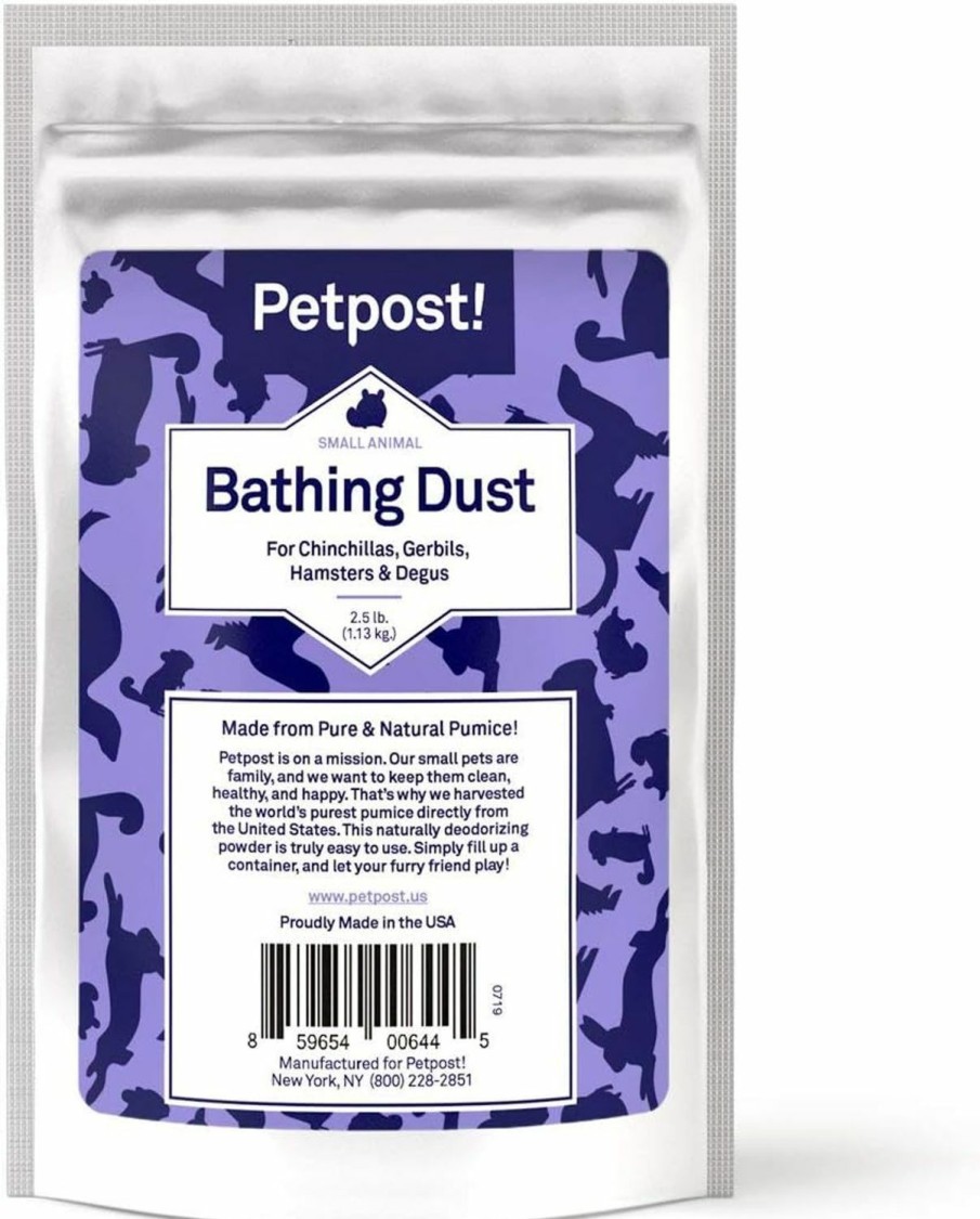 Small Animal Petpost | Petpost | Chinchilla Bath Dust For Small Animals - Natural, Pure Cleansing Pumice Sand For Cleaning Degus, Hamsters, & Gerbil (2.5 Lb.)