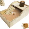 Small Animal PINVNBY | Pinvnby Hamster Sand Bath Box Wooden Shower House Chinchilla Digging Sand Bathtub With Climbing Ladder Bowl For Dwarf Syrian Mice Mouse Gerbils And Other Small Animals