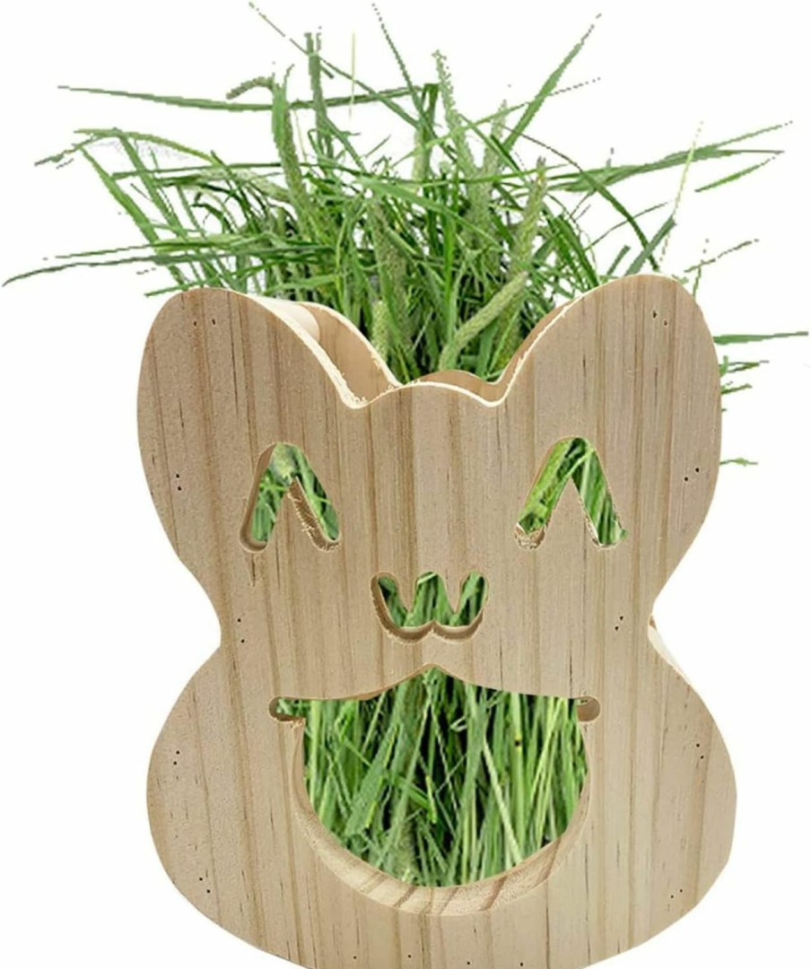 Small Animal Tfwadmx | Tfwadmx Rabbit Wooden Hay Feeder Alfalfa Timothy Hay Dispenser Hamster Hanging Fixed Feeding Manger Squirrel Cute Less Mess Grass Dispenser For Bunny Gerbil Small Animals