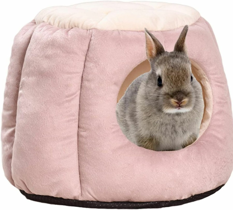 Small Animal HERCOCCI | Hercocci Extra Large Rabbit Bed House, Foldable & Warm Bunny Hideout Hut Cave For Guinea Pig Rabbit Chinchilla Hamster Cage Accessories (Grey)