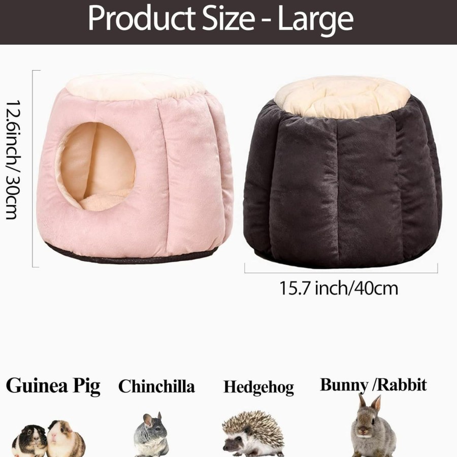 Small Animal HERCOCCI | Hercocci Extra Large Rabbit Bed House, Foldable & Warm Bunny Hideout Hut Cave For Guinea Pig Rabbit Chinchilla Hamster Cage Accessories (Grey)