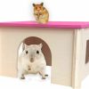 Small Animal MUYG | Muyg Natural Guinea Pig Wood House With Window,Detachable Hamster Wooden Hut Small Animals Habitat Hideout Cave Decor For Hedgehog Gerbil Rat Chinchillas