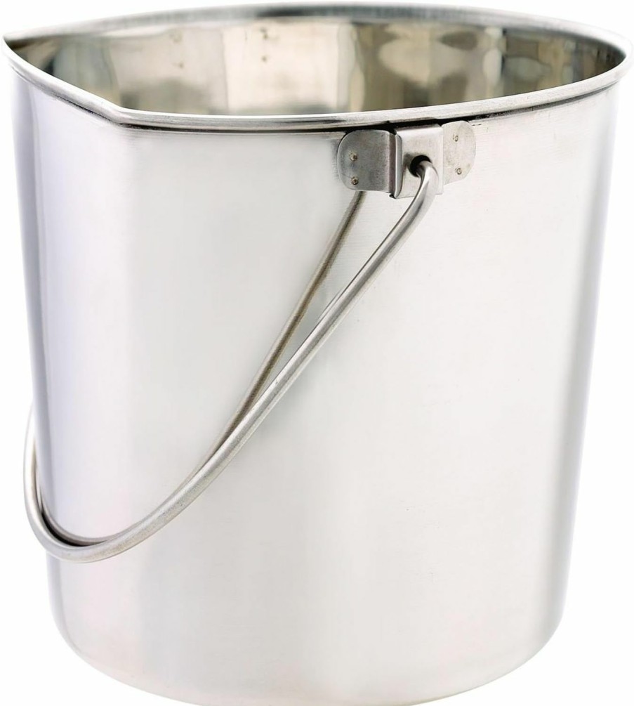 Small Animal Pro Select | Proselect Stainless Steel Flat Sided Pails — Durable Pails For Fences, Cages, Crates, Or Kennels - 8 \", 6-Quart