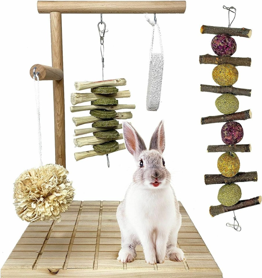 Small Animal kathson | Kathson Bunny Chew Toys For Teeth Grinding, Rabbit Wooden Scratch Board Feet Pad Platform Small Animals Play Toy For Guinea Pigs Chinchilla Hamsters Other Rodent Pets