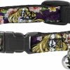 Small Animal Buckle-Down | Buckle-Down Breakaway Cat Collar - Rapunzel Poses/Floral Collage Sketch Purple - 1/2\" Wide - Fits 9-15\" Neck - Large