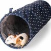 Small Animal ONEJU | Oneju Guinea Pig Tunnel, Dark Blue, Leaf Pattern, Tunnel For Guinea Pig, Bunny, Hamster, Chinchilla, Rabbit And Other Small Pets, Folds Flat For Storage