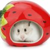 Small Animal Hypeety | Hypeety Small Animal Hideout Ceramic House Critter Bath House Cave Mini Hut Cage For Hamster (White)