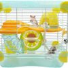 Small Animal MUYG | Muyg 2 Layers Hamster Cage With Tubes Mouse Cage With Accessories Water Bottle Food Dish Transparent Hamster Habitat With Exercise Wheel For Hamster Guinea Pig Gerbil (10.9\" X 8.1\" X 9.8\" Blue)