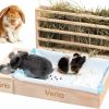 Small Animal Verla | Verla 3-In-1 Hay Feeder With Litter Pan& Bowls For Rabbit Guinea Pig Bunny, 19.8X13.7X11.2Inch Wooden Feeding Toilet Combo For Small Rectal Animal, Included 2 Bowls& 1 Litter Box-Easy Clean (Hf-02)