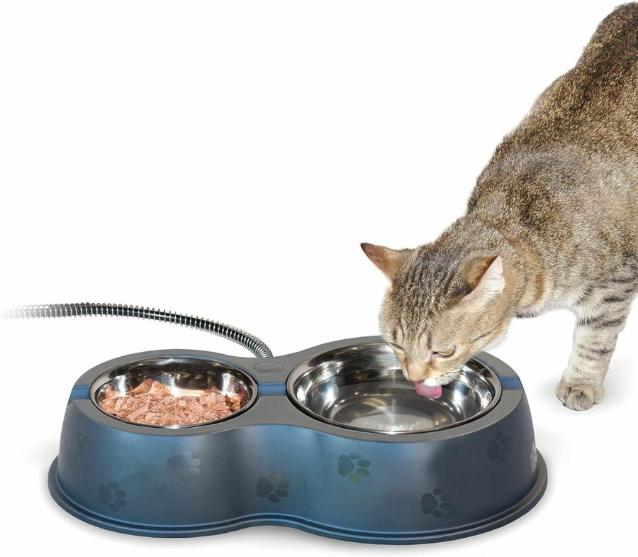 Small Animal K&H Pet Products | K&H Pet Products Heated Thermo-Kitty Cafe Outdoor Heated Cat Bowls, Feral Cat Feeding Station - No More Frozen Food Or Water