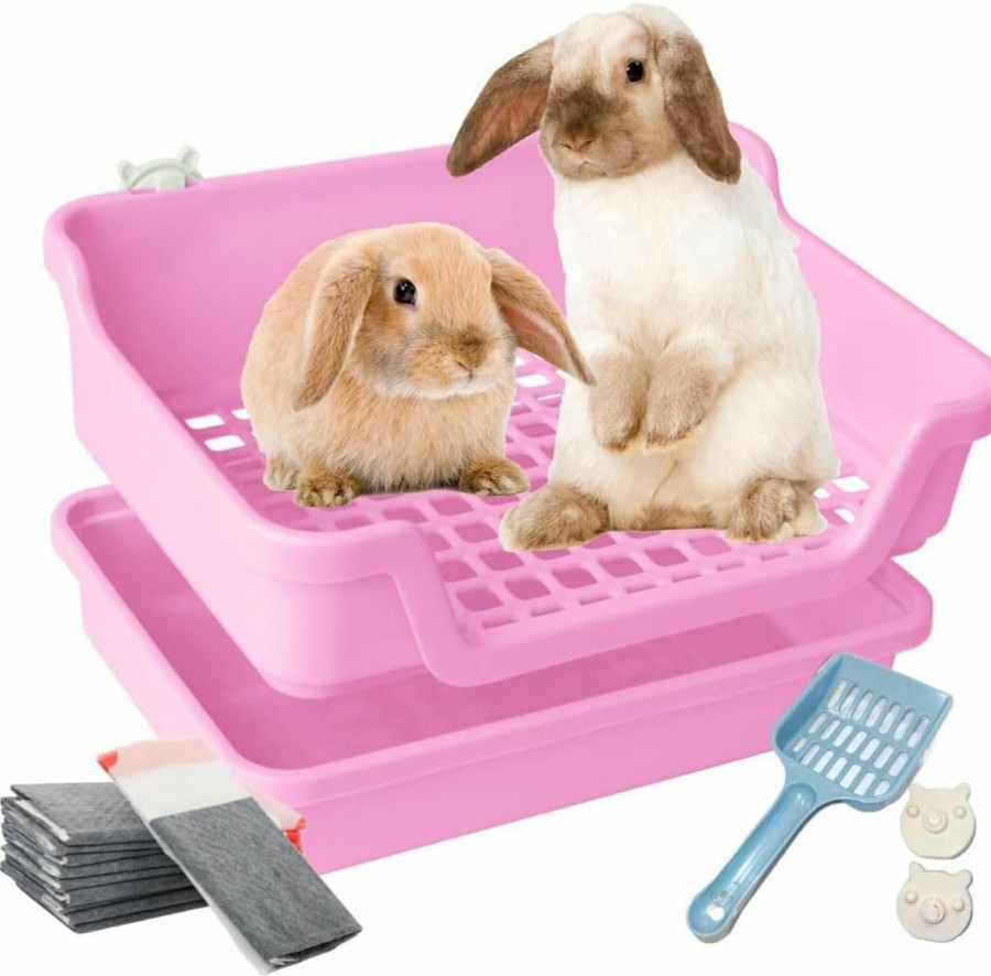 Small Animal HoppScotch.bun | Hoppscotch.Bun Bumbox Large Rabbit Litter Box W Plastic Grid & Dump Tray-Bunny Poop Tray Safe For Bunny Feet Pet Bunny Supplies- Rabbit Cage Accessories For Training Corner Bunny Litter Pan