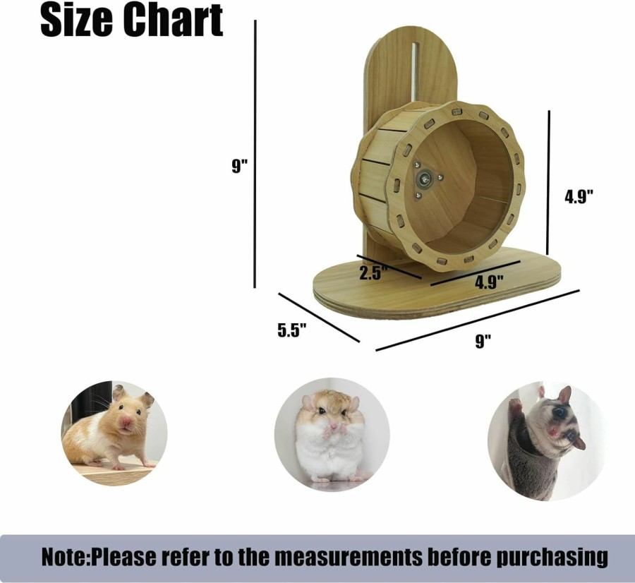 Small Animal neolun | Neolun Hamster Wooden Silent Wheel, Small Animal Exercise Wheel Accessories, Quiet Spinner Hamster Running Wheels Toys For Hamsters, Guinea Pig