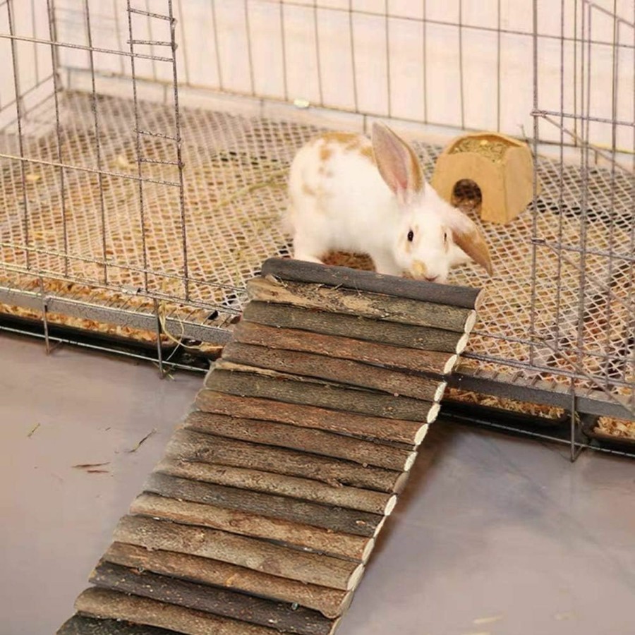 Small Animal PINVNBY | Pinvnby Wooden Bunny Ladder Bridge Rabbits Hideout, House, Tunnel, Rodents Chew Toys For Guinea Pig, Chinchillas, Hedgehogs, Ferrets, Rat And Small Animals-Extra Large(15.7 In X 24.8 In)