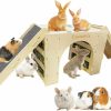 Small Animal Bonnevie | Bonnevie Extra Large Wooden Rabbit Guinea Pig Hideout House Castle With 2 Hay Feeders Platform Bed Ramps Ladders For Large Bunny Chinchilla Hedgehog Hideaway Toy With Hay Holders Rack Stand(3 In 1