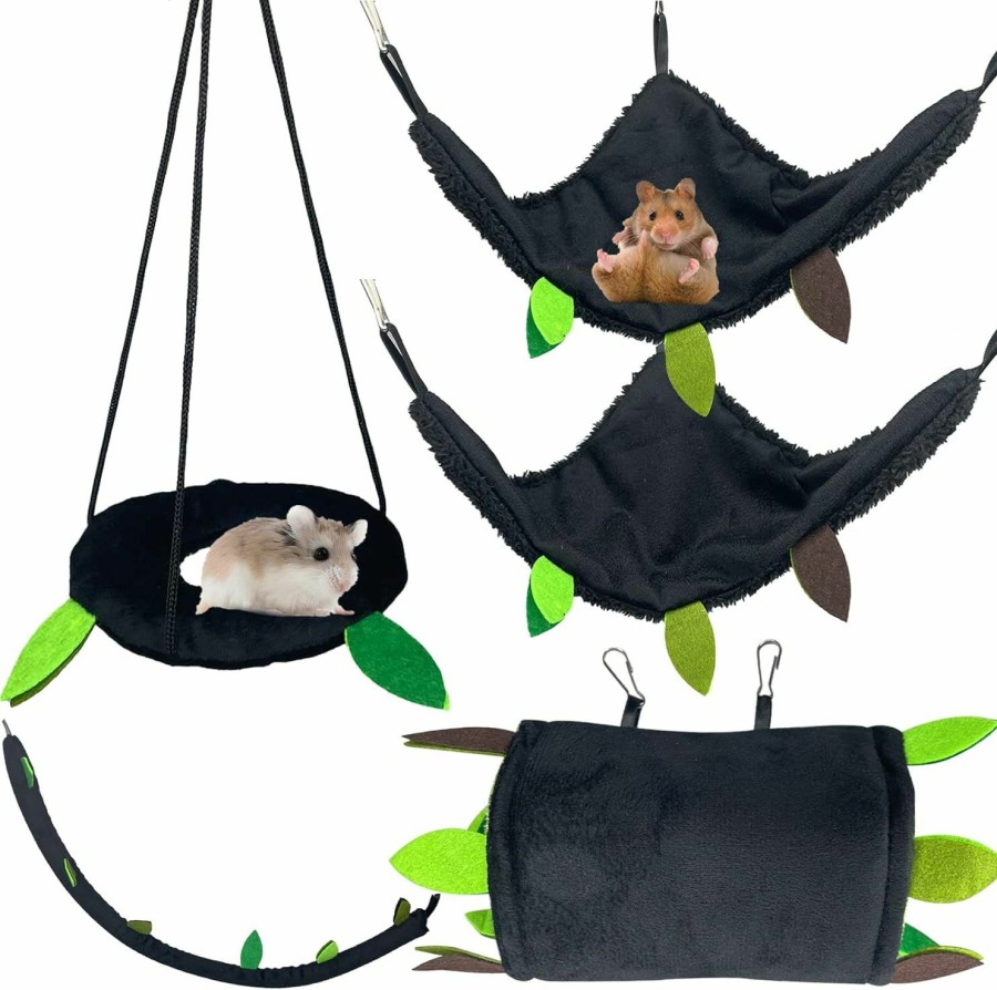 Small Animal Hamiledyi | Hamiledyi 5Pcs Hamster Hammock Small Animals Hanging Warm Bed House Rat Cage Nest Accessories Toy Hanging Tunnel Soft Bed Rope And Swing For Sugar Glider Squirrel Hamster Playing Sleeping