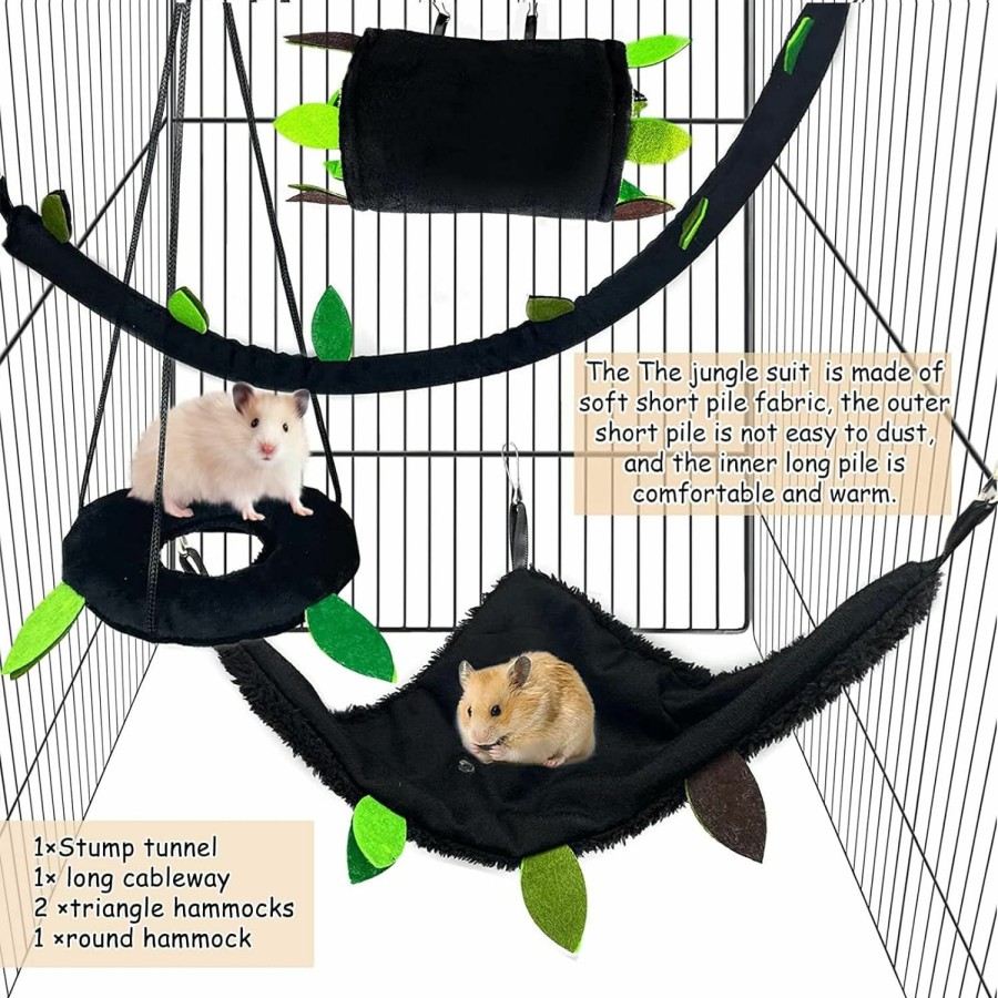 Small Animal Hamiledyi | Hamiledyi 5Pcs Hamster Hammock Small Animals Hanging Warm Bed House Rat Cage Nest Accessories Toy Hanging Tunnel Soft Bed Rope And Swing For Sugar Glider Squirrel Hamster Playing Sleeping