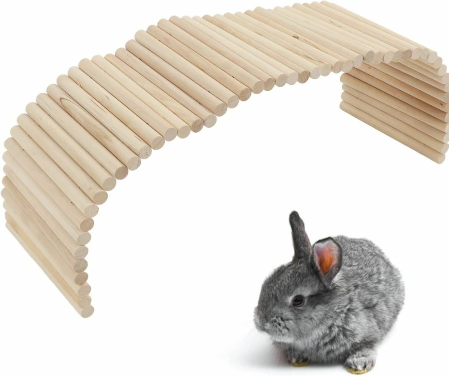 Small Animal Tnfeeon | Tnfeeon Pet Hideout Bridge,Wooden Rodents Chewing Climbing Tunnel Small Animal Bendy Bridge Ramp Hut Hideout For Guinea Pigs Ferrets Hedgehogs Chinchillas And Other Rodents