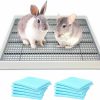 Small Animal BNOSDM | Bnosdm Bunny Litter Box For Cage 2 Pcs Small Rabbit Litter Box With Grid Rectangular Rabbit Potty Box Small Animal Litter Box For Guinea Pigs Ferrets Chinchillas (S)