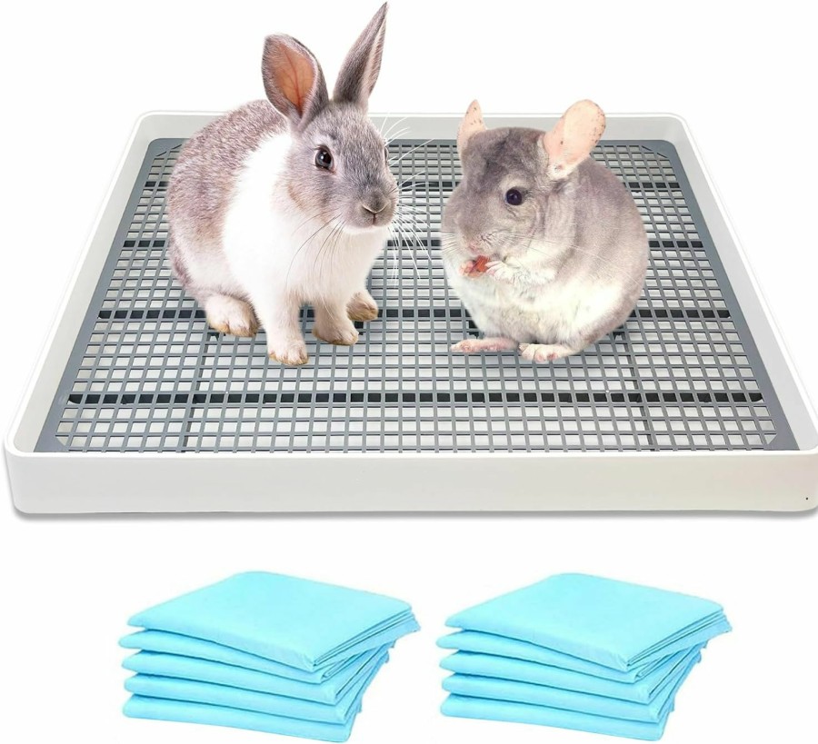 Small Animal BNOSDM | Bnosdm Bunny Litter Box For Cage 2 Pcs Small Rabbit Litter Box With Grid Rectangular Rabbit Potty Box Small Animal Litter Box For Guinea Pigs Ferrets Chinchillas (S)