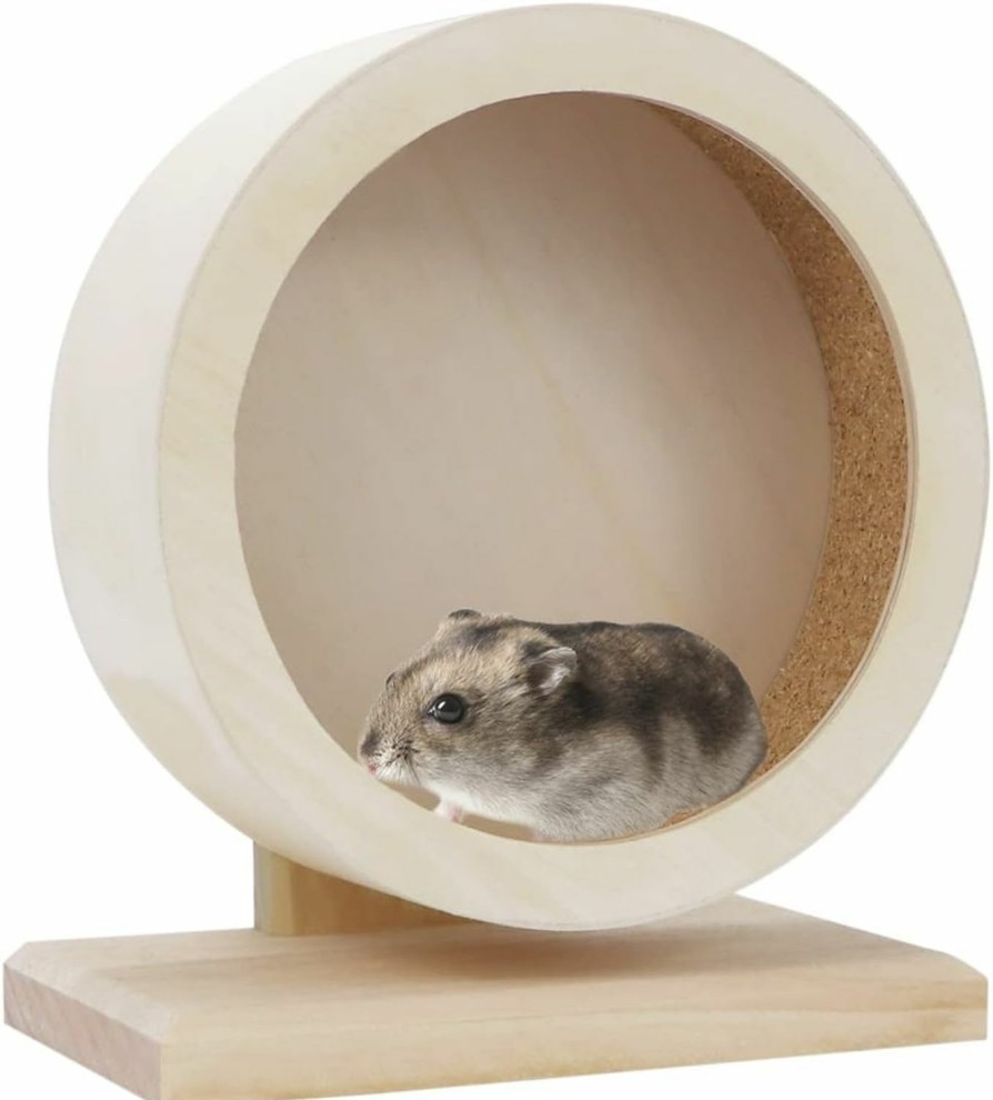 Small Animal Wontee | Small Pets Exercise Wheel Hamster Wooden Mute Running Spinner Wheel Play Toy For Rat Gerbil Mice Chinchillas Hedgehogs Guinea Pigs (Large 11.4\")