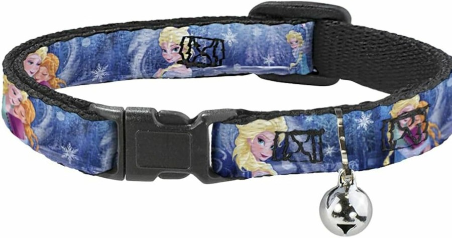 Small Animal Buckle-Down | Buckle-Down Breakaway Cat Collar - Frozen Elsa The Snow Queen Poses/Snowflakes - 1/2\" Wide - Fits 8-12\" Neck - Medium