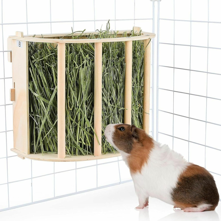 Small Animal Unicorn Catcher | Guinea Pig Hay Feeder Wooden Rabbit Hay Feeder Big Volume Bunny Hay Holder Hanging Hay Rack With Instructions Guinea Pig Cages Accessories For Chinchilla And Ferret, Rabbit Cage Accessories