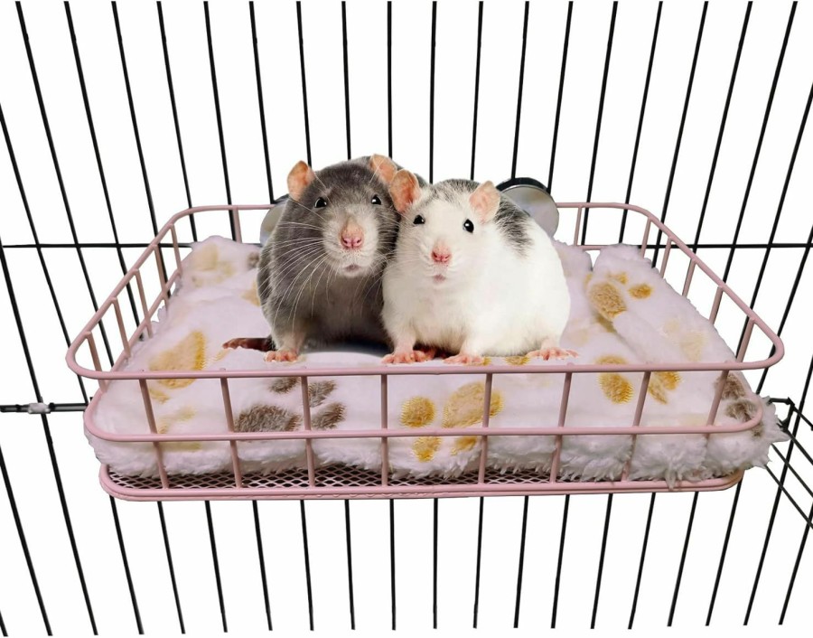 Small Animal JSLZF | Jslzf Rat Cage Platform Accessories Hanging Rat Ledge Metal Ferret Hammock Squirrel Cage Bed Small Animal Habitat For Hamster, Sugar Glider, Rat- Blue