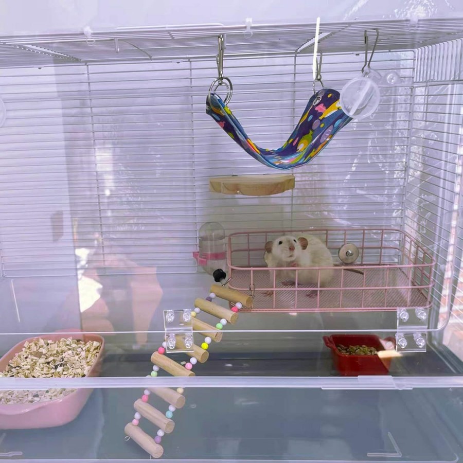 Small Animal JSLZF | Jslzf Rat Cage Platform Accessories Hanging Rat Ledge Metal Ferret Hammock Squirrel Cage Bed Small Animal Habitat For Hamster, Sugar Glider, Rat- Blue